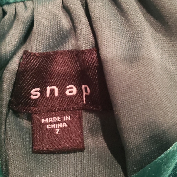 SNAP. Green Women's dress, Sleeveless with Satain Tie, Size 7 - Picture 7 of 13
